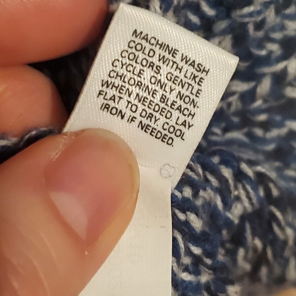 2/$30 Express Sweater with Shawl Collar Blue, white, and black knitted XS - Picture 6 of 7